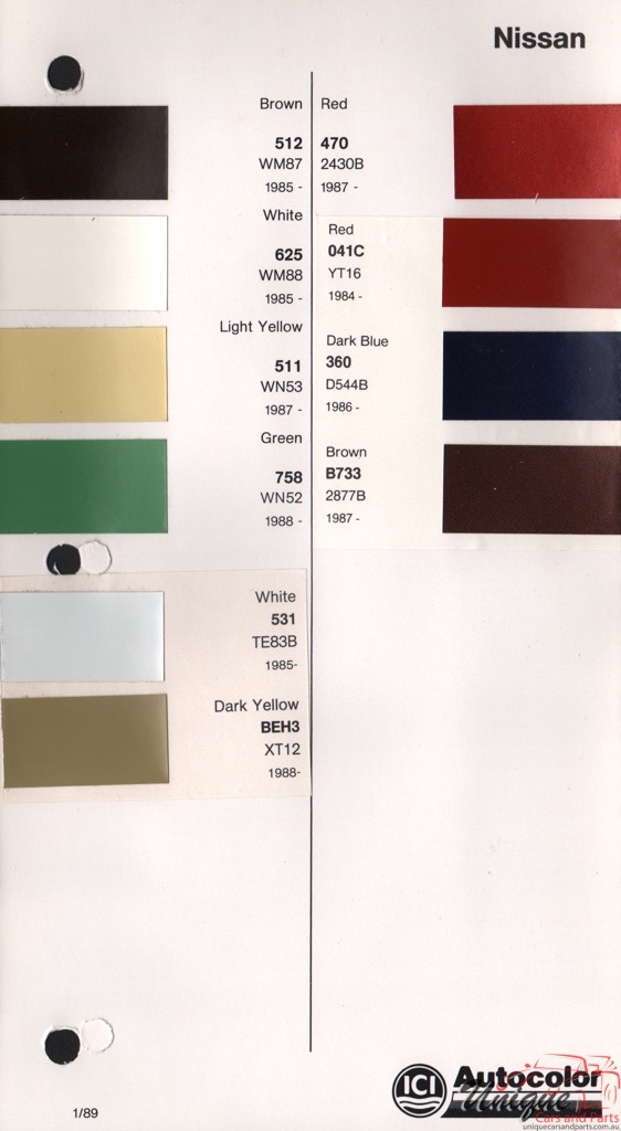 1985-1989 Nissan Paint Charts Autocolor 2